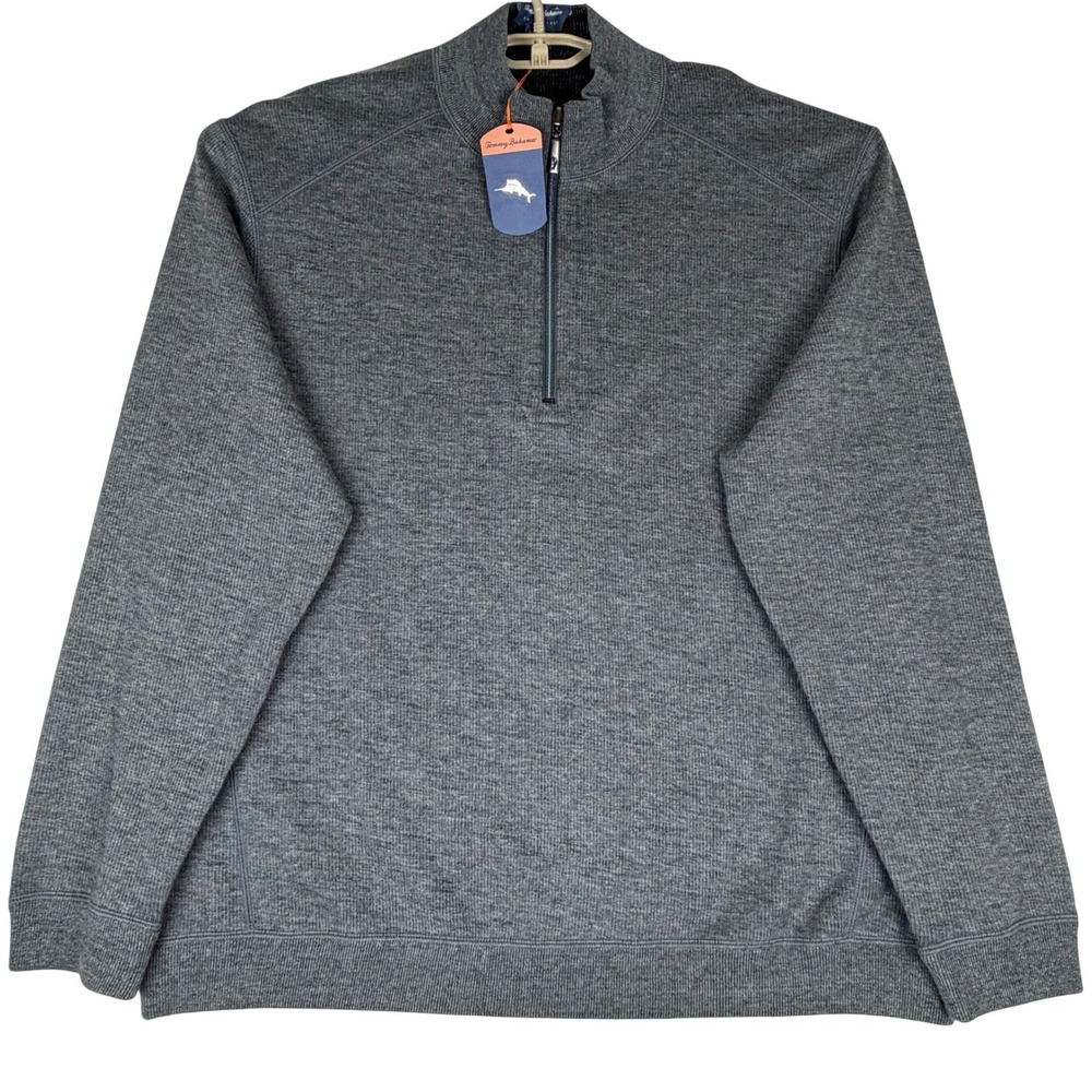 Tommy Bahama Flipsider Pullover Mens XXL Gray Reversible Half Zip NWT